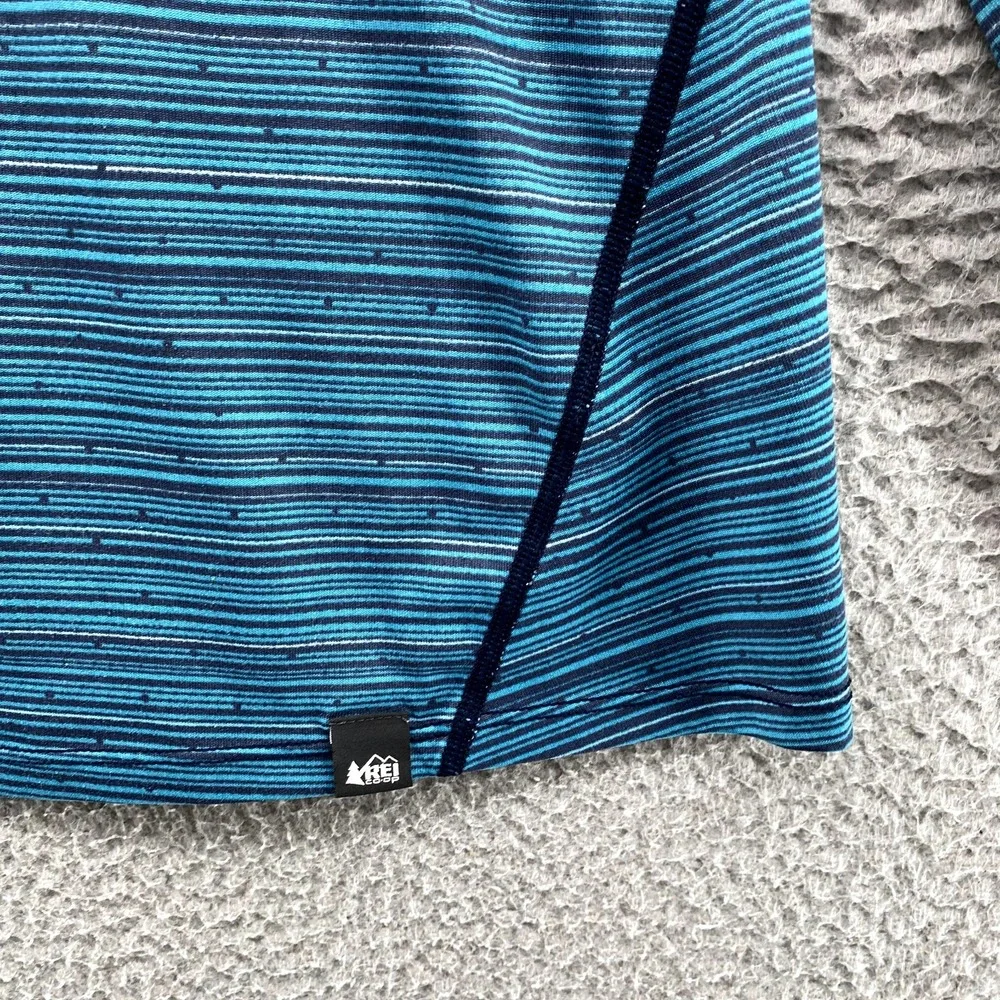 REI Top Women's Large Blue Striped 1/4 Pullover Zip Sportswear Hiking Athleisure